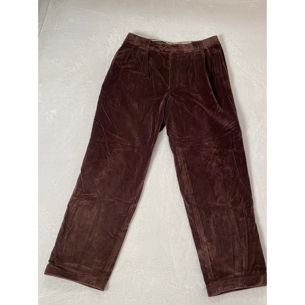 Bigsby & Kruthers Mens 36x31 Brown Corduroy Pleated Cuffed Pants Made in Canada - Picture 10 of 13
